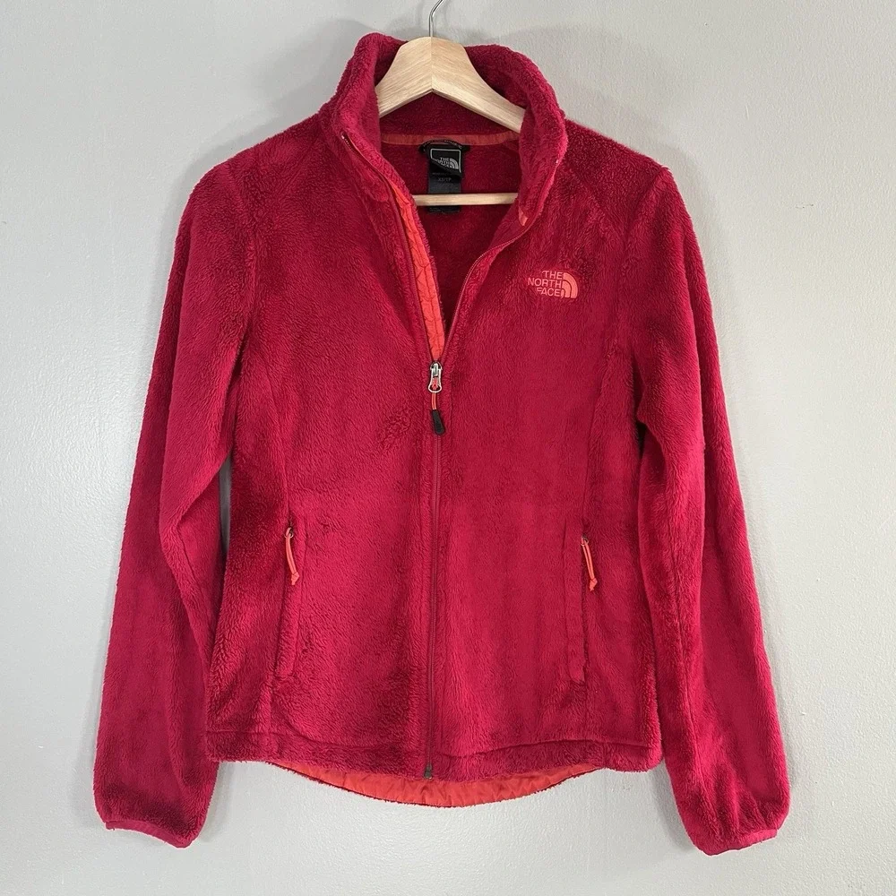 The North Face Fleece Jacket Womens XS Pink Fuzzy Full Zip Cozy Bright